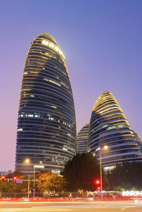 Framed Print : Wangjing SOHO complex at dusk, Chaoyang, Beijing, China Framed Print : Wangjing SOHO complex at dusk, Chaoyang, Beijing, China