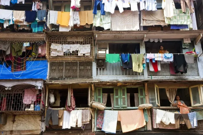 Framed Print : Washing drying outside flats, Mumbai (Bombay), India Framed Print : Washing drying outside flats, Mumbai (Bombay), India