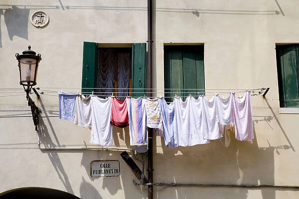 Washing line, Chioggia, Venice, Veneto, Italy