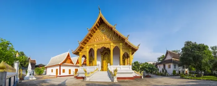 Framed Print : Wat Nong Sihkounmuang buddhist temple panorama, Luang Prabang, Louangphabang Province