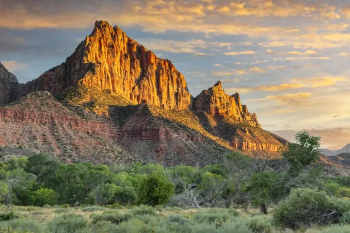 Framed Print : Watchman Mountain at sunset, Zion Nationalpark, Colorado Plateau, Utah, USA