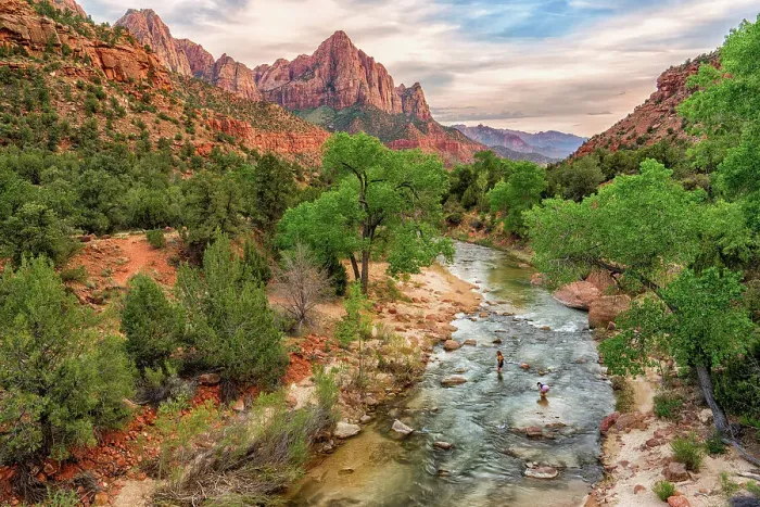 Framed Print : The Watchman Mountain view and the Virgin River, Zion National Park, Utah, USA