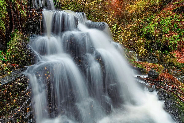 Waterfall in Autumn, Birks of Aberfeldy, Perthshire, Scotland