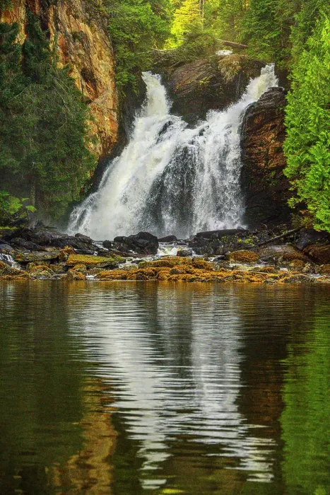 Framed Print : Waterfall flowing into Shrimp Bay, Shrimp Bay, Alaska, USA Framed Print : Waterfall flowing into Shrimp Bay, Shrimp Bay, Alaska, USA