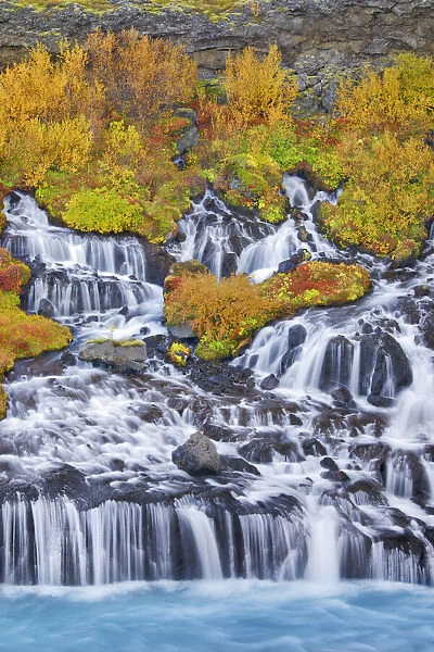 Waterfall at Hraunfossar - Iceland, Western Region, Hraunfossar