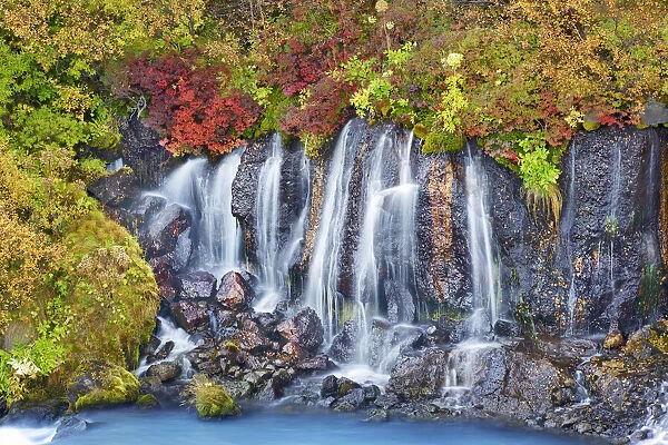 Waterfall at Hraunfossar - Iceland, Western Region, Hraunfossar