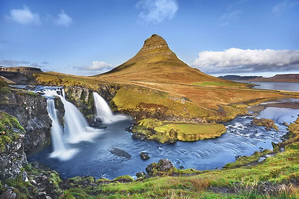 Waterfall Kirkjufoss and Kirkjufell - Iceland, Western Region, Snaefellsness