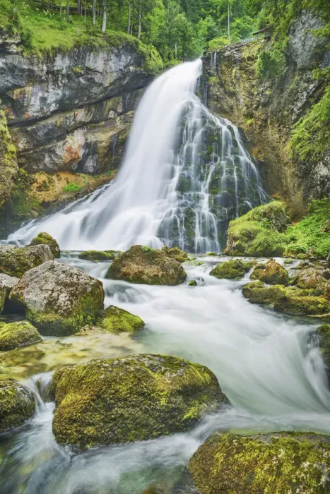 Framed Print : Waterfall and moss covered rocks - Austria, Salzburg, Salzburg, Golling Framed Print : Waterfall and moss covered rocks - Austria, Salzburg, Salzburg, Golling