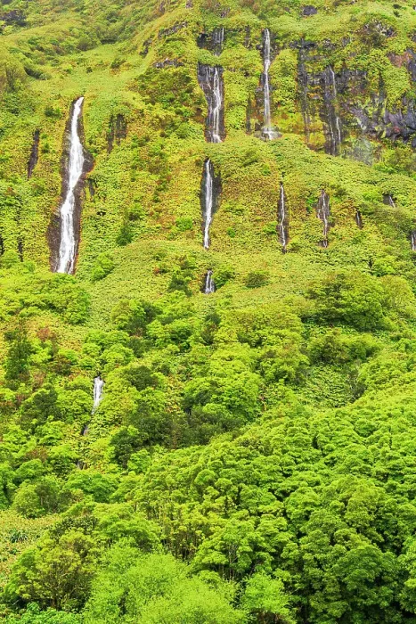 Framed Print : Waterfall of Ribeira do Ferreiro, Poco Ribeira do Ferreiro (Alagoinha), Flores Island (Ilha das Flores), Azores archipelago, Portugal