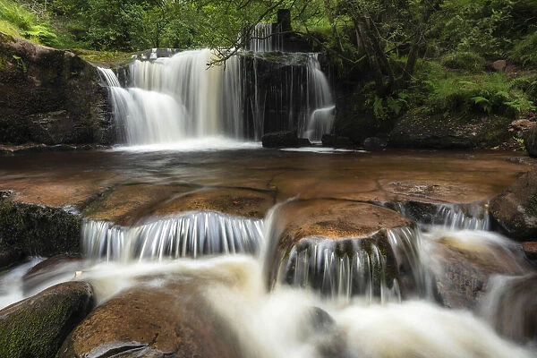 Waterfalls at Blaen-y-glyn, Brecon Beacons National Park, Powys, Wales, UK