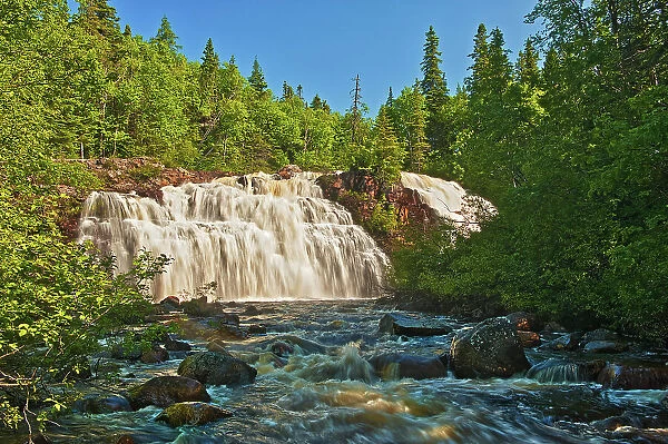 Waterfalls at Mink Creek empties continues to Lake Superior Near Marathon, Ontario, Canada