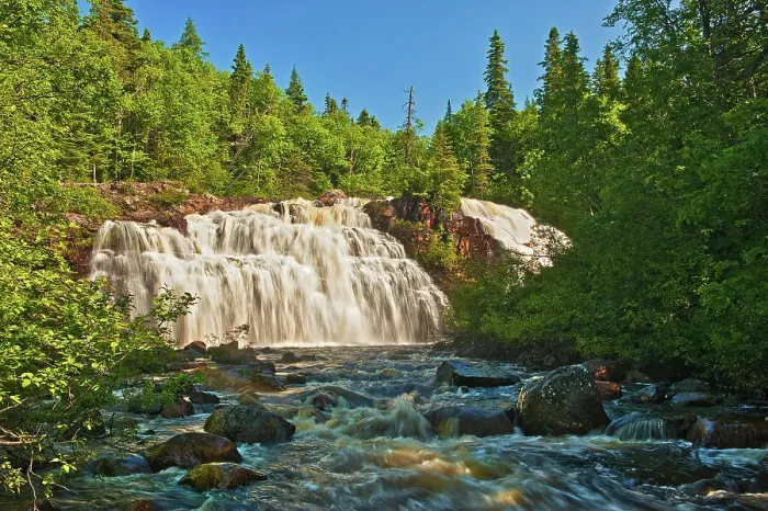 Framed Print : Waterfalls at Mink Creek empties continues to Lake Superior Near Marathon, Ontario, Canada Framed Print : Waterfalls at Mink Creek empties continues to Lake Superior Near Marathon, Ontario, Canada