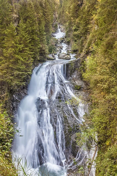 The waterfalls in Reintal, Valle Aurina, South Tyrol, Italy