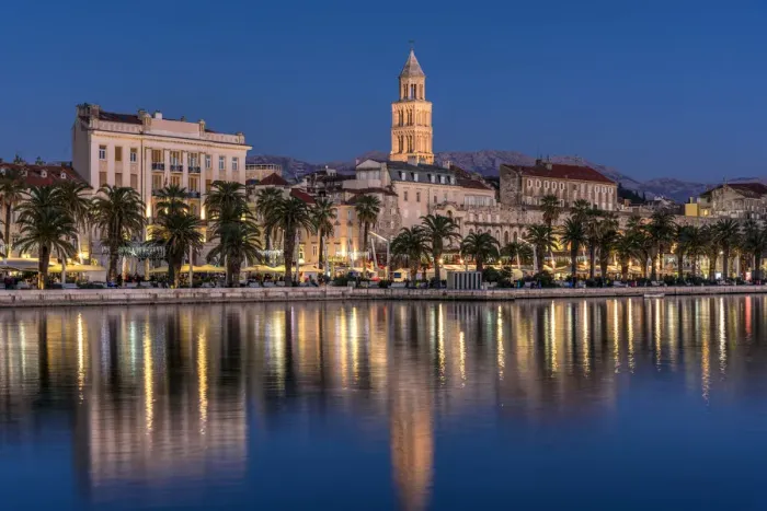 Framed Print : Waterfront with Cathedral of St. Domnius in the background, Split, Dalmatia, Croatia