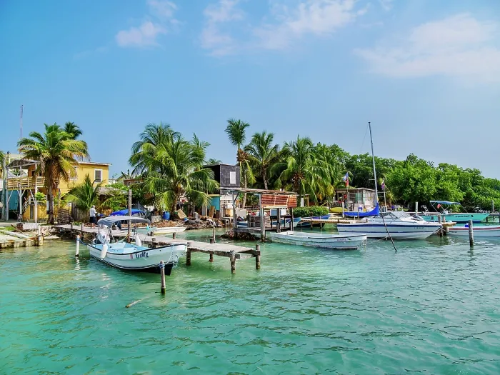 Framed Print : Waterfront of Caye Caulker, Belize District, Belize Framed Print : Waterfront of Caye Caulker, Belize District, Belize