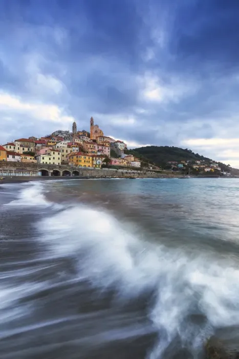 Framed Print : Wave crached on the beach of Cervo. Cervo, Imperia province, Liguria, Italy Framed Print : Wave crached on the beach of Cervo. Cervo, Imperia province, Liguria, Italy