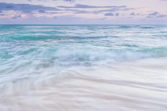 Framed Print : Waves at daybreak on the Caribbean Sea at Consuelos Beach, Grand Cayman, British West Indies