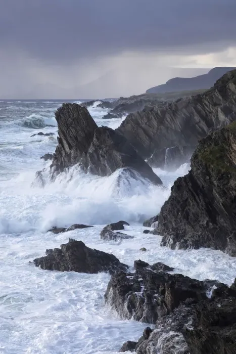 Framed Print : Waves hit the cliffs in Western Achill Island, Achill Island, County Mayo Framed Print : Waves hit the cliffs in Western Achill Island, Achill Island, County Mayo