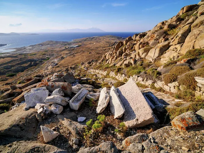 Framed Print : Way down the Delos Archaeological Site, Delos Island, Cyclades, Greece Framed Print : Way down the Delos Archaeological Site, Delos Island, Cyclades, Greece