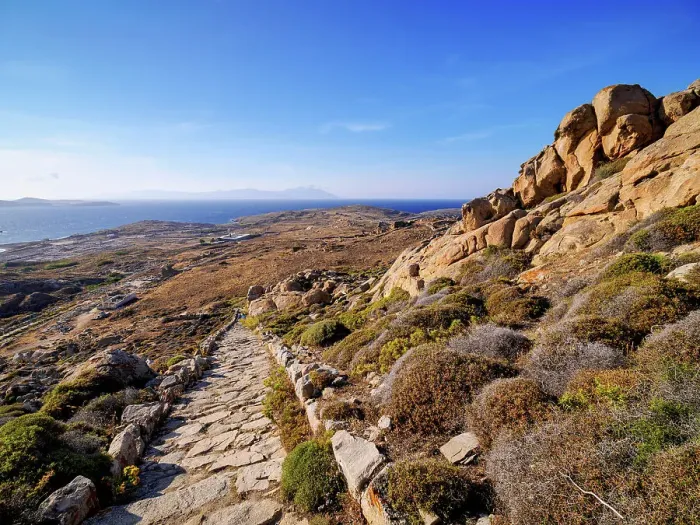 Framed Print : Way down the Delos Archaeological Site, Delos Island, Cyclades, Greece
