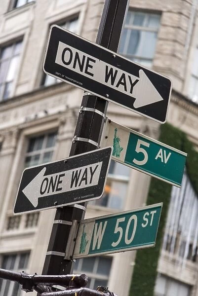 One Way and Fifth Avenue signs, Manhattan, New York, USA