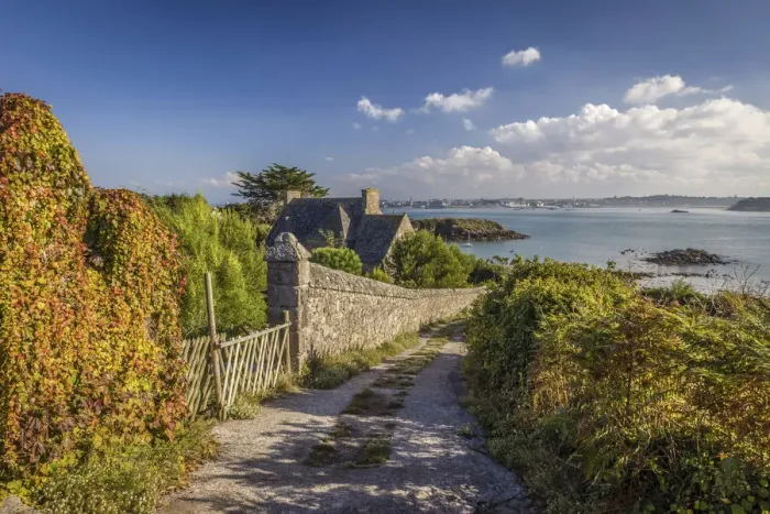 Framed Print : Way to the harbor on the Ile de Batz, Finistere, Brittany, France Framed Print : Way to the harbor on the Ile de Batz, Finistere, Brittany, France