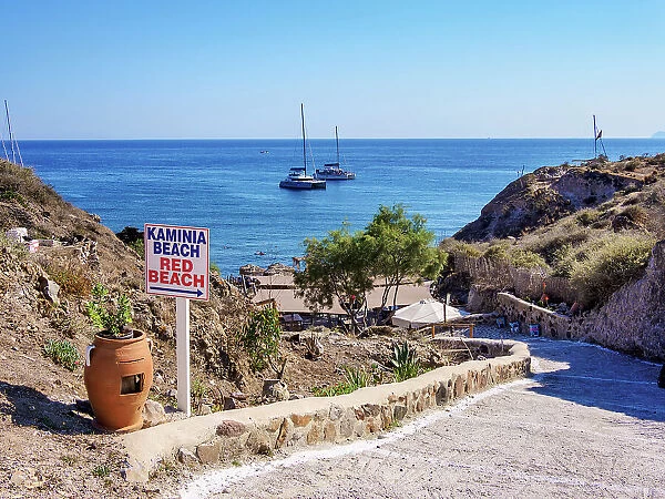 Way to The Red Beach, Santorini or Thira Island, Cyclades, Greece