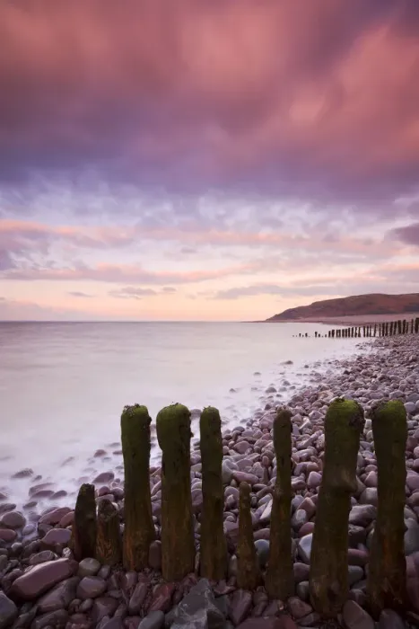 Framed Print : Weathered wooden groynes on Porlock Beach under a pink sunset sky, Exmoor National Park, Somerset, England. Winter (February) 2010 Framed Print : Weathered wooden groynes on Porlock Beach under a pink sunset sky, Exmoor National Park, Somerset, England. Winter (February) 2010