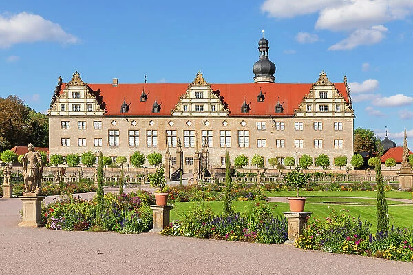 Weikersheim Renaissance Castle with baroque garden in Taubertal Valley, Weikersheim, Romantic Road, Baden-Wurttemberg; Germany