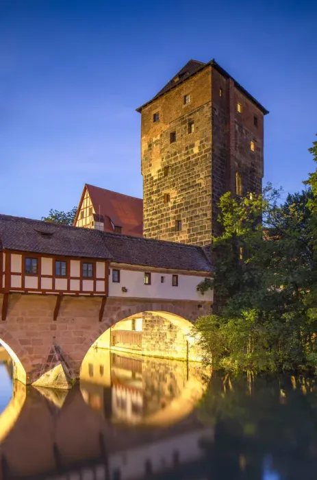 Framed Print : Weinstadel and River Pegnitz at dusk, Nuremberg, Bavaria, Germany Framed Print : Weinstadel and River Pegnitz at dusk, Nuremberg, Bavaria, Germany