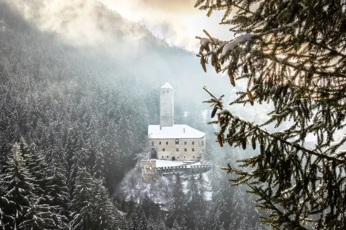 Framed Print : Welsberg Castle(Monguelfo castle) in the morning fog after a snowfall. Monguelfo, Val di Casies, Bolzano province, South Tyrol, Italy Europe Framed Print : Welsberg Castle(Monguelfo castle) in the morning fog after a snowfall. Monguelfo, Val di Casies, Bolzano province, South Tyrol, Italy Europe