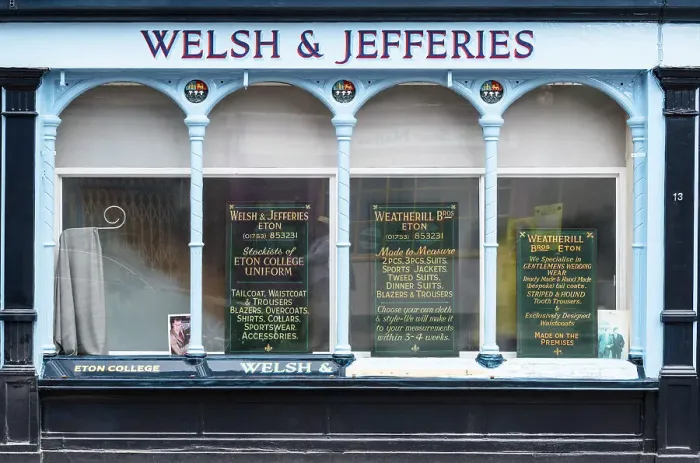 Framed Print : Welsh & Jefferies, a traditional bespoke tailoring shop in Eton High Street, Berkshire, England Framed Print : Welsh & Jefferies, a traditional bespoke tailoring shop in Eton High Street, Berkshire, England
