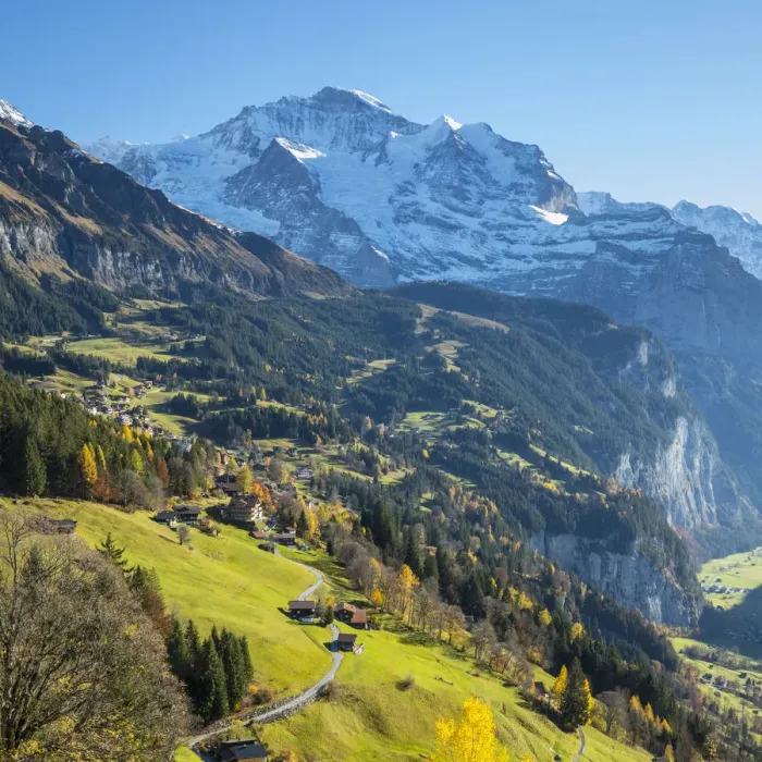Framed Print : Wengen, and Jungfrau mountain, Berner Oberland, Switzerland Framed Print : Wengen, and Jungfrau mountain, Berner Oberland, Switzerland