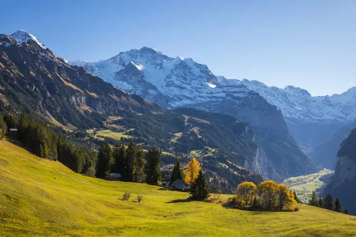 Framed Print : Wengen, and Jungfrau mountain, Berner Oberland, Switzerland