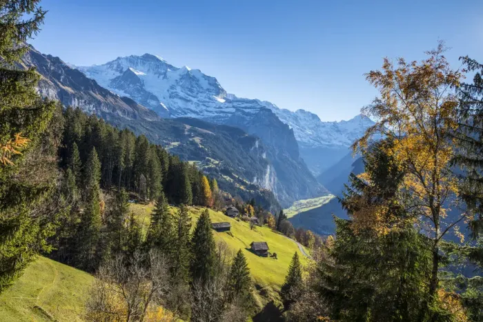 Framed Print : Wengen, and Jungfrau mountain, Berner Oberland, Switzerland Framed Print : Wengen, and Jungfrau mountain, Berner Oberland, Switzerland