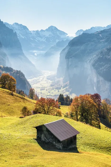 Framed Print : Wengen and Lauterbrunnen valley. Wengen, Canton of Bern, Switzerland, Europe