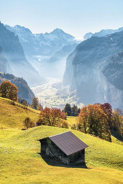 Wengen and Lauterbrunnen valley. Wengen, Canton of Bern, Switzerland, Europe