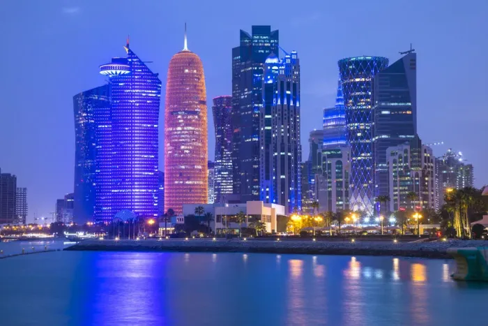 Framed Print : West Bay skyline with Burj Doha, Doha, Qatar Framed Print : West Bay skyline with Burj Doha, Doha, Qatar
