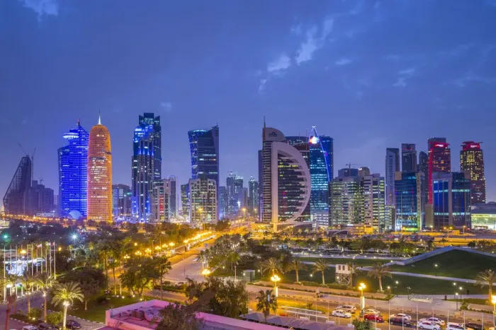 Framed Print : West Bay skyline with Burj Doha, Doha, Qatar Framed Print : West Bay skyline with Burj Doha, Doha, Qatar