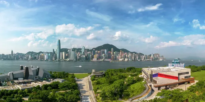 Framed Print : West Kowloon Cultural District and skyline of Hong Kong Island, Kowloon, Hong Kong Framed Print : West Kowloon Cultural District and skyline of Hong Kong Island, Kowloon, Hong Kong