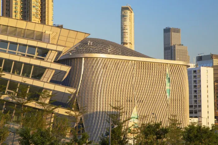 Framed Print : West Kowloon High Speed Rail Station and Xiqu Centre, Kowloon, Hong Kong