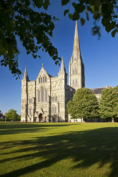 The West Front of Salisbury Cathedral from Cathedral Close, Salisbury, Wiltshire, England