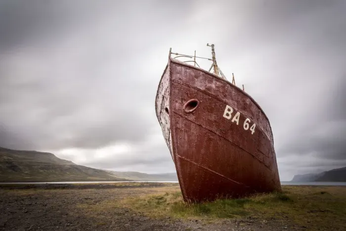 Framed Print : Westfjord, Iceland. Lonely shipwreak in the cold icelandic landscape Framed Print : Westfjord, Iceland. Lonely shipwreak in the cold icelandic landscape