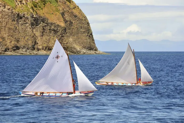 Framed Print : Whaling boats regattas in the sea channel between Faial and Pico islands Framed Print : Whaling boats regattas in the sea channel between Faial and Pico islands