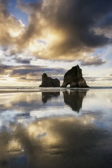 Framed Print : Wharariki Beach at Sunset, New Zealand Framed Print : Wharariki Beach at Sunset, New Zealand