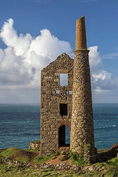 Wheal Owles engine house at Botallack in the west of Cornwall, England. Autumn (November) 2023