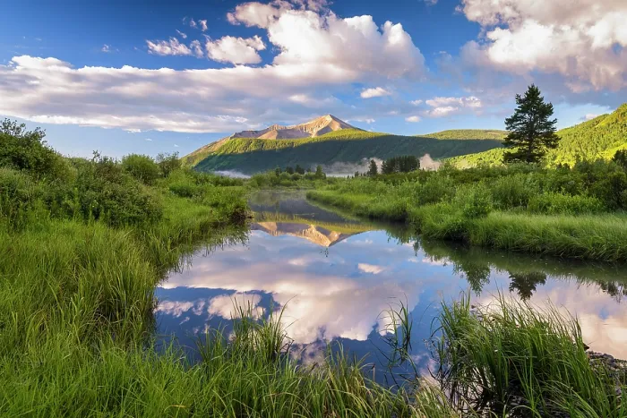 Framed Print : Whetstone Mountain reflection, Crested Butte, Colorado, USA