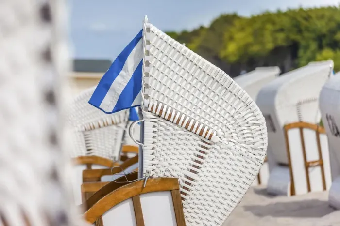 Framed Print : White beach chairs on the beach in Zingst, Mecklenburg-Western Pomerania Framed Print : White beach chairs on the beach in Zingst, Mecklenburg-Western Pomerania