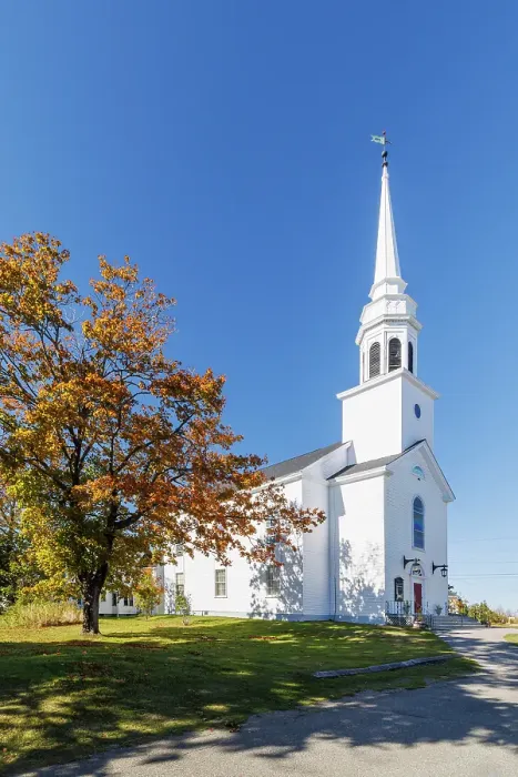 Framed Print : White Church, Lubeck, Maine, New England, USA Framed Print : White Church, Lubeck, Maine, New England, USA