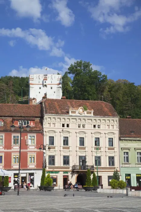 Framed Print : White Tower and buildings in Piata Sfatului, Brasov, Transylvania, Romania Framed Print : White Tower and buildings in Piata Sfatului, Brasov, Transylvania, Romania